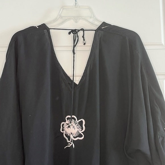 Soft Surroundings Embroidered Kaftan Womens Plus Size Black Boho Chic Cover Up - Picture 6 of 12